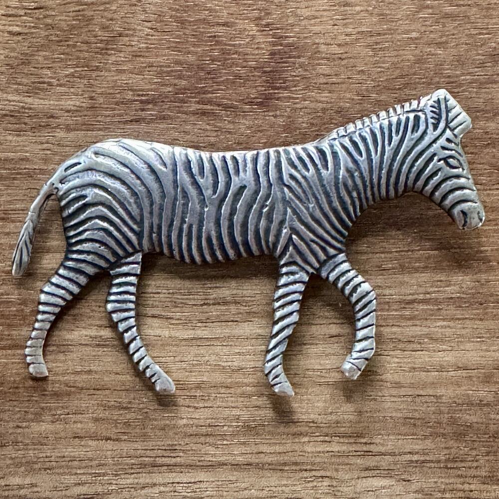 Vintage Taxco Sterling Silver Zebra Brooch Pin 18.4g Signed TSM STER Mexico